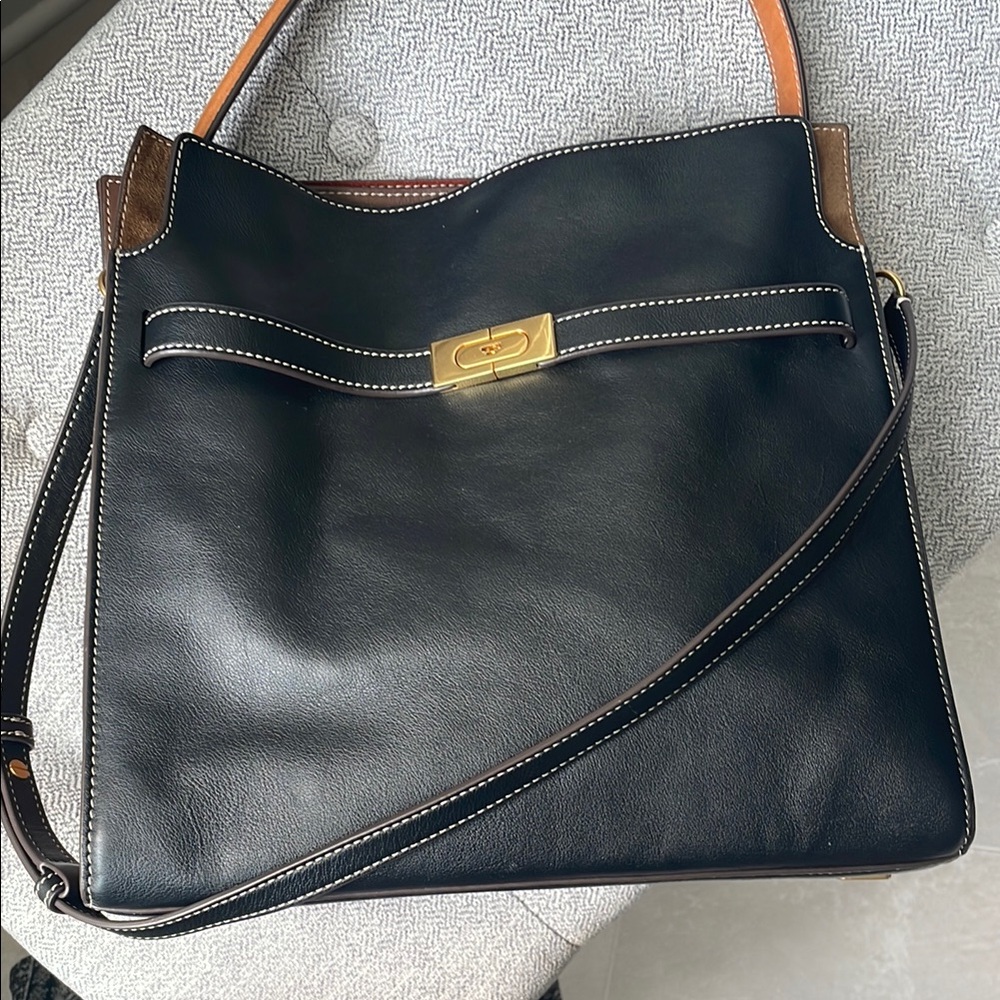 Elegant Black Leather Bag Tory Burch authentic